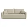 Image de Canapé convertible 3 places en tissu tramé beige plume PLUME