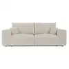 Image de Canapé convertible avec coffre 4 places en tissu tramé toucher doux crème como COMO