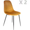 Image de Toilinux - 2 Chaises design velours Giulia - Jaune moutarde