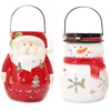 Image de Lot De 2 Décoration De Noël Lanterne Xmas - Père Noêl Et Bonhomme De Neige