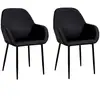 Image de Lot de 2 fauteuils de table giulia effet velours - noir