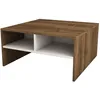 Image de Table Basse Carrée Avec Niches De Rangement - L.80cm - Blanc Et Marron