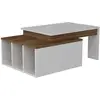 Image de Table Basse Sur 2 Niveaux Avec 3 Niches De Rangement - Blanc Et Marron