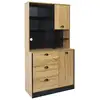Image de Buffet de cuisine - h.169cm - effet bois et noir