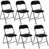 Image de Lot de 6 chaises pliantes effet velours - noir