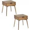 Image de Lot De 2 Tables De Chevet Acina, En Bois D'acacias Avec 1 Tiroir