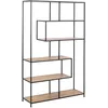 Image de Bibliothèque En Mdf Et Métal Avec 6 Niches De Rangement - Noir Et Beige