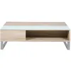 Image de Toilinux - Table basse en verre et MDF avec plateaux relevable - Beige