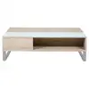 Image de Table basse en verre et mdf avec plateaux relevable - beige