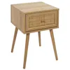 Image de Toilinux - Table de chevet Bali avec 1 tiroir en rotin et panneaux de particules - Beige