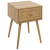 Image de Table de chevet bali avec 1 tiroir en rotin et panneaux de particules - beige
