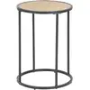 Image de Table D'appoint Ou Bout De Canapé Rond En Mdf Et Métal Diam.40cm - Beige Et Noir