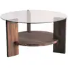 Image de Table basse ronde en verre et panneaux de particules - diam. 75cm h. 40cm - marron