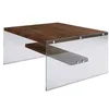 Image de Toilinux - Table basse carrée 1 étagère en bois de pin et sa structure en verre - Marron