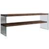Image de Meuble Tv En Bois De Pin Massif Et Structure En Verre 1 Étagère - L.120cm X H.45cm - Marron Foncé