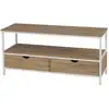 Image de Meuble Tv Casa Blanca En Panneaux De Particules Et Métal 2 Tiroirs - L.120 Cm X H.57 Cm - Beige Et Blanc