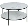 Image de Table Basse Ronde Effet Marbre En Verre Et Métal 2 Niveaux