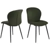 Image de Lot De 2 Chaises De Salle À Manger Lina - Velours Côtelé Vert Olive