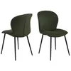 Image de Toilinux - Lot de 2 chaises de salle à manger Lina - Velours côtelé vert olive