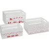 Image de Lot De 3 Cagettes De Noël En Bois - L. 40 X P. 25 X H. 20 Cm - Blanc