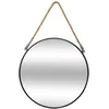 Image de Miroir En Métal Suspendu Avec Corde - Diamètre 55 Cm - Noir