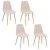 Image de Lot de 4 chaises scandinaves en velours côtelé roka - beige