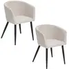 Image de Lot de 2 fauteuils de table aubin en tissu effet matelassé - beige