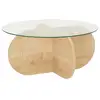 Image de Table basse ronde luminix en verre et bois - beige