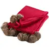 Image de Plaid À Pompons Doux - 150 X 125 Cm - Rouge