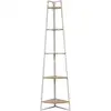 Image de Etagère D'angle 5 Niveaux En Bois Et Métal Edison - Blanc Et Marron
