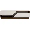 Image de Meuble Tv 2 Portes Basculantes Effet Bois Eliott - Marron Et Blanc