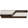 Image de Toilinux - Meuble TV 2 portes basculantes effet bois ELIOTT - Marron et blanc