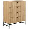 Image de Commode Rectangulaire À 4 Tiroirs Effet Tasseaux Baïkal - Beige