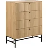 Image de Toilinux - Commode rectangulaire à 4 tiroirs effet tasseaux BAÏKAL - Beige