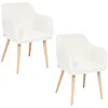 Image de Lot De 2 Fauteuils À Dîner En Bouclette Visoca - Blanc