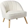 Image de Atmosphera - Fauteuil en velours et pieds en bois NAOVA - Blanc
