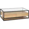 Image de Table basse 2 tiroirs effet bois et verre aldea - beige