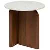 Image de Atmosphera - Table à café ronde en marbre et bois massif NANDA - Blanc