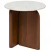 Image de Table à café ronde en marbre et bois massif nanda - blanc