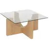 Image de Table basse carrée en bois et verre etini - beige