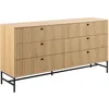 Image de Commode Rectangulaire 6 Tiroirs Effet Tasseaux Baïkal - Beige