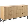 Image de Toilinux - Commode rectangulaire 6 tiroirs effet tasseaux BAÏKAL - Beige