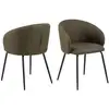 Image de Lot de 2 chaises en tissu avec accoudoirs sören - kaki avec pieds noirs