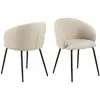 Image de Lot de 2 chaises en tissu avec accoudoirs sören - beige avec pieds noirs