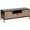 Image de Five Simply Smart - Meuble TV 2 portes et 1 tiroir en bois et métal CHEVRONS - Beige et noir