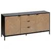 Image de Buffet 2 portes et 3 tiroirs en bois et métal chevrons - beige et noir