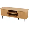 Image de Meuble Tv 2 Portes Coulissantes Effet Tasseau Bonnie - Beige