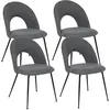 Image de Lot De 4 Chaises Pieds Métal Assise Tissu Raven - Gris