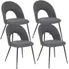 Image de Lot de 4 chaises pieds métal assise tissu raven - gris