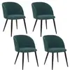 Image de Lot de 4 chaises en velours côtelé celeste - vert jade